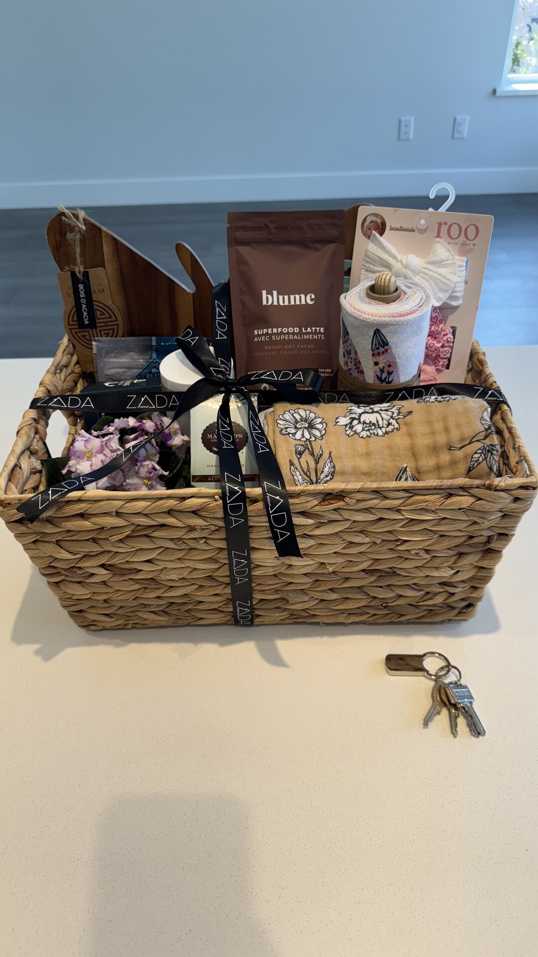 Welcome home gift basket