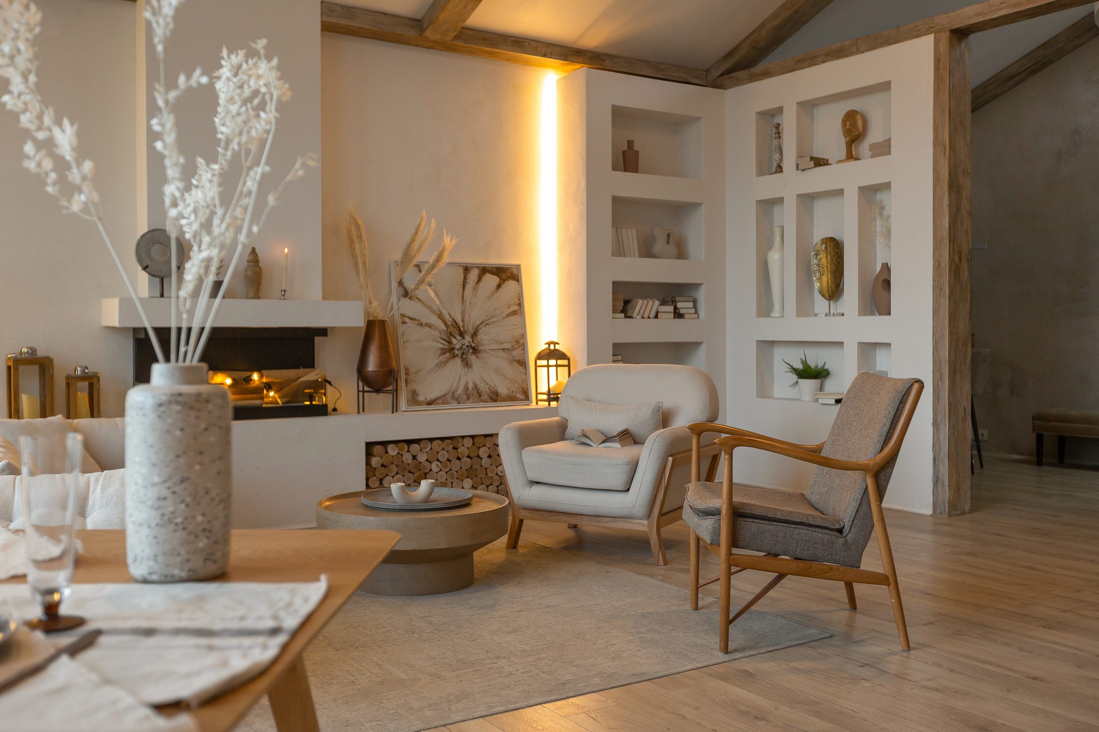Warm modern lounge interior